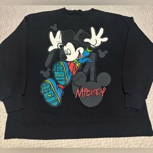 Mickey Mouse Black Crewneck Sweatshirt Size Medium